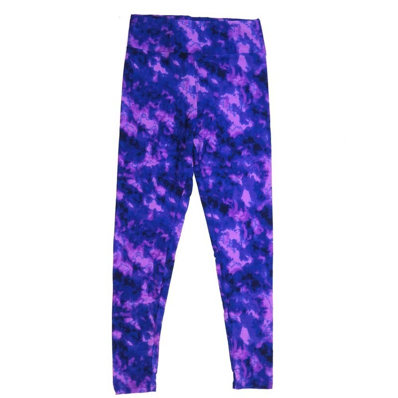 LuLaRoe One Size OS Abstract Tye Dye Purple Dark Purple Salmon Pink Buttery Soft Leggings - OS fits Adults 2-10  197834