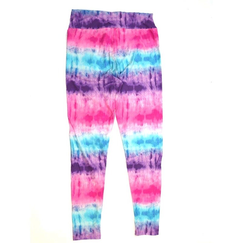 LuLaRoe One Size OS Hombre Purple Pink Blue Tye Dye Stripe Buttery Soft Leggings - OS fits Adults 2-10  056143