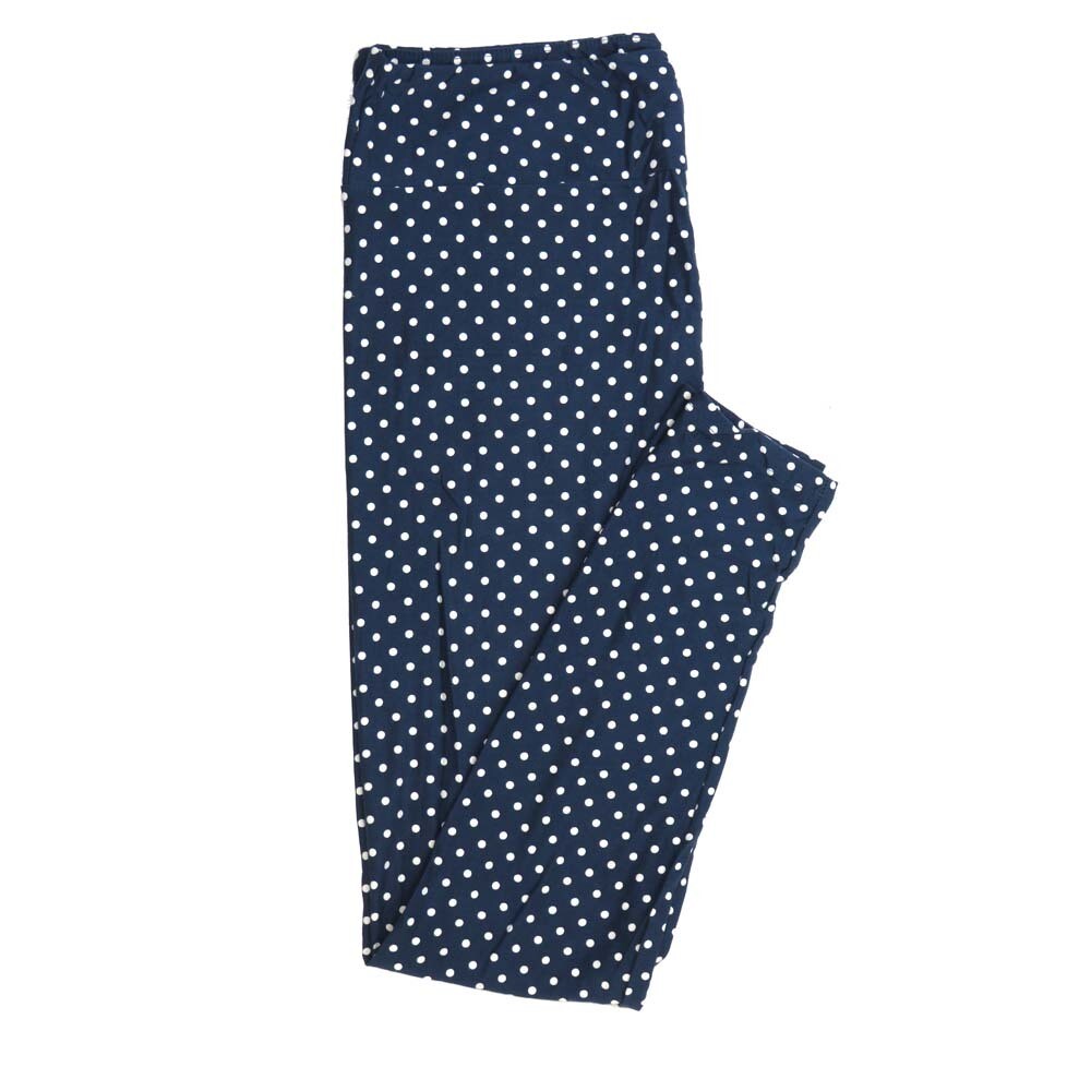 LuLaRoe One Size OS Classic Navy Blue with White Polka Dots Buttery Soft Leggings - OS fits Adults 2-10 995470