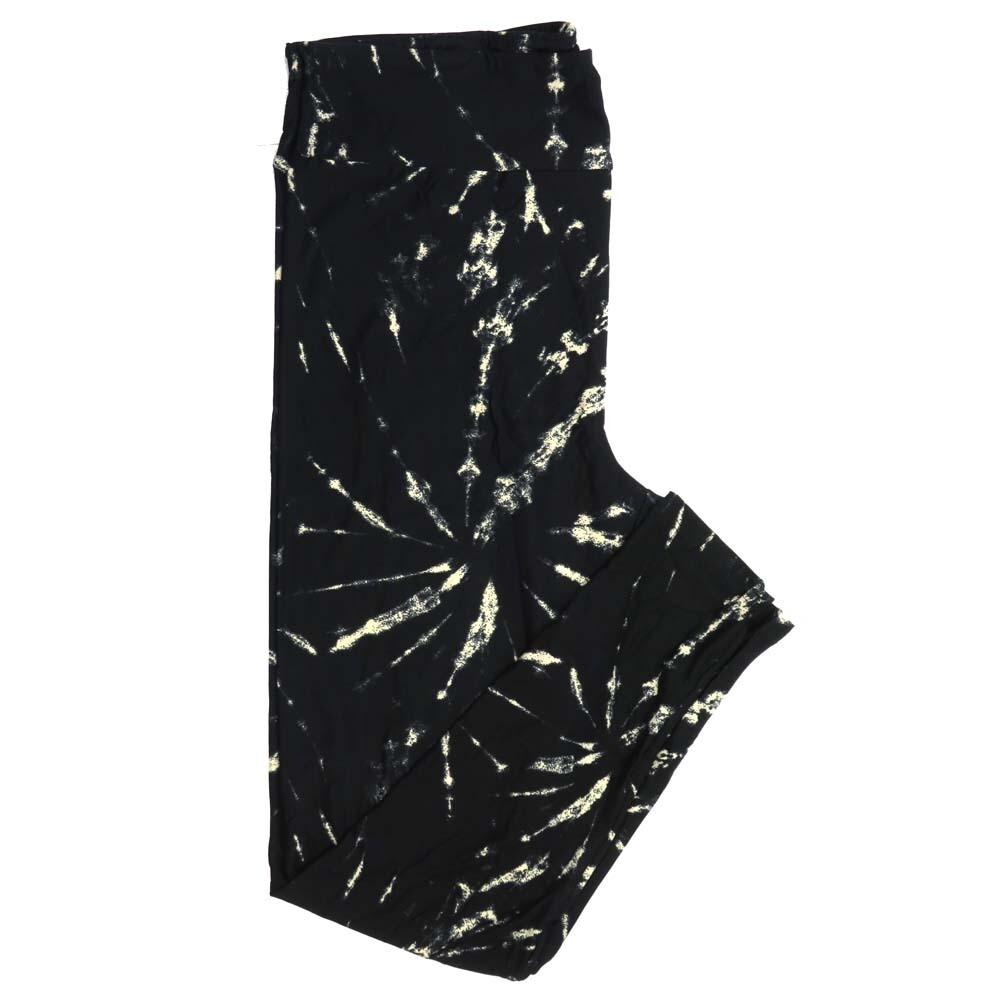 LuLaRoe One Size OS Tye Dye Muted Starburst Fireworks Black and Cream Buttery Soft Leggings - OS fits Adults 2-10 971676