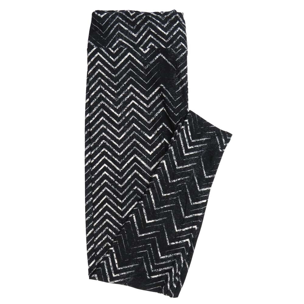 LuLaRoe One Size OS Black White and Gray Zig Zag Stripe Buttery Soft Leggings - OS fits Adults 2-10 070947