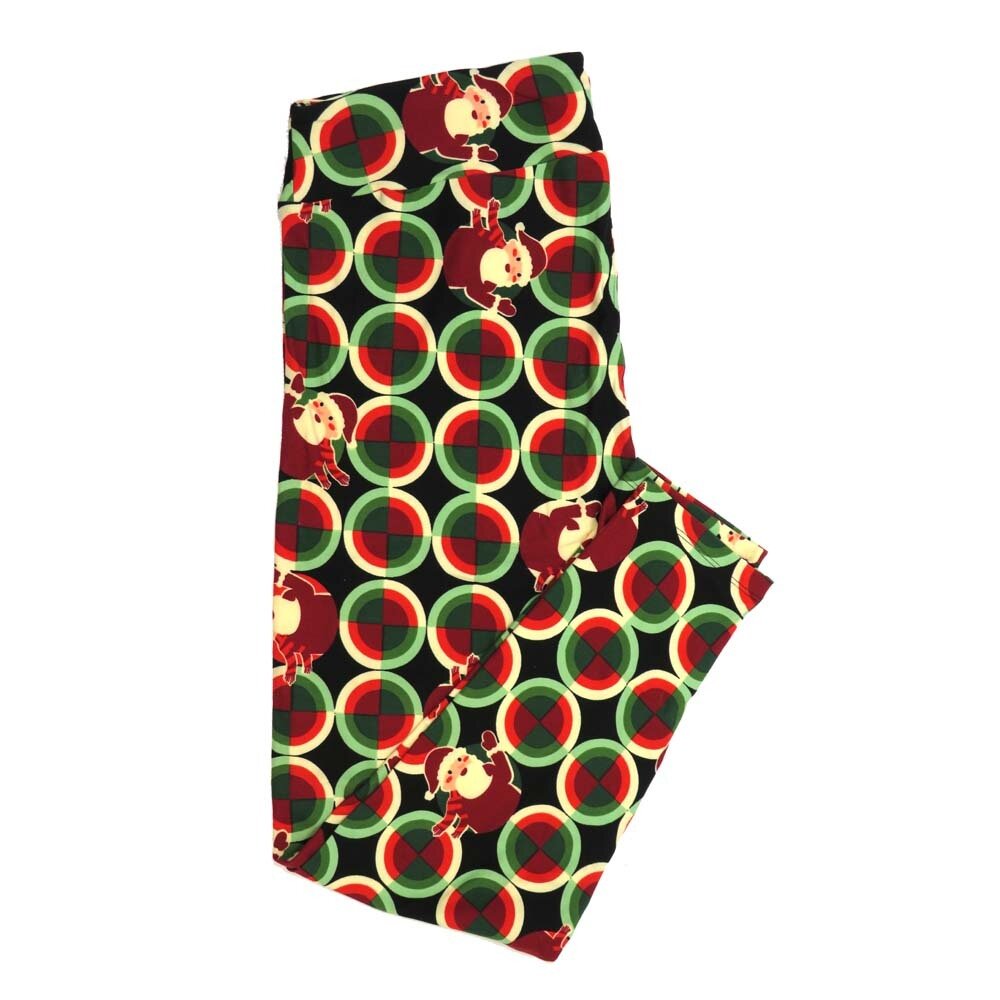 LuLaRoe TCTWO TC2 Santa Claus Waving Christmas Holiday Black Red Green TCTWO-9051-E Buttery Soft Womens Leggings fits Adults sizes 18-26
