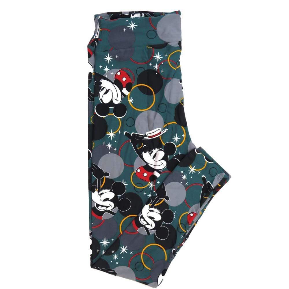 LuLaRoe Tall Curvy TC Disney Mickey Mouse Smiling Tipping His Hat Stars Polka Dots Black Gray white Red TC-7070-Q5 Buttery Soft Leggings fits Adults 12-18