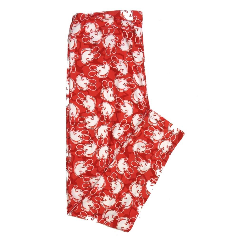LuLaRoe Tall Curvy TC Disney Mickey Mouse Smiling Red White TC-7070-O Buttery Soft Leggings fits Adults 12-18
