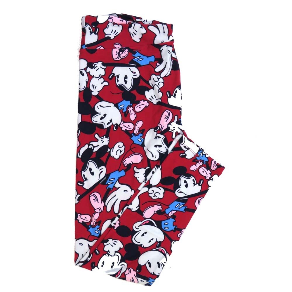 LuLaRoe Tall Curvy TC Disney Mickey Mouse Angry fighting Red Black White Blue TC-7070-L Buttery Soft Leggings fits Adults 12-18
