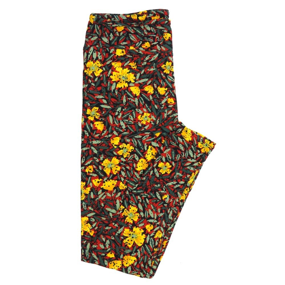 LuLaRoe Tall Curvy TC Floral Abstract TC-7066-V Buttery Soft Leggings fits Adults 12-18