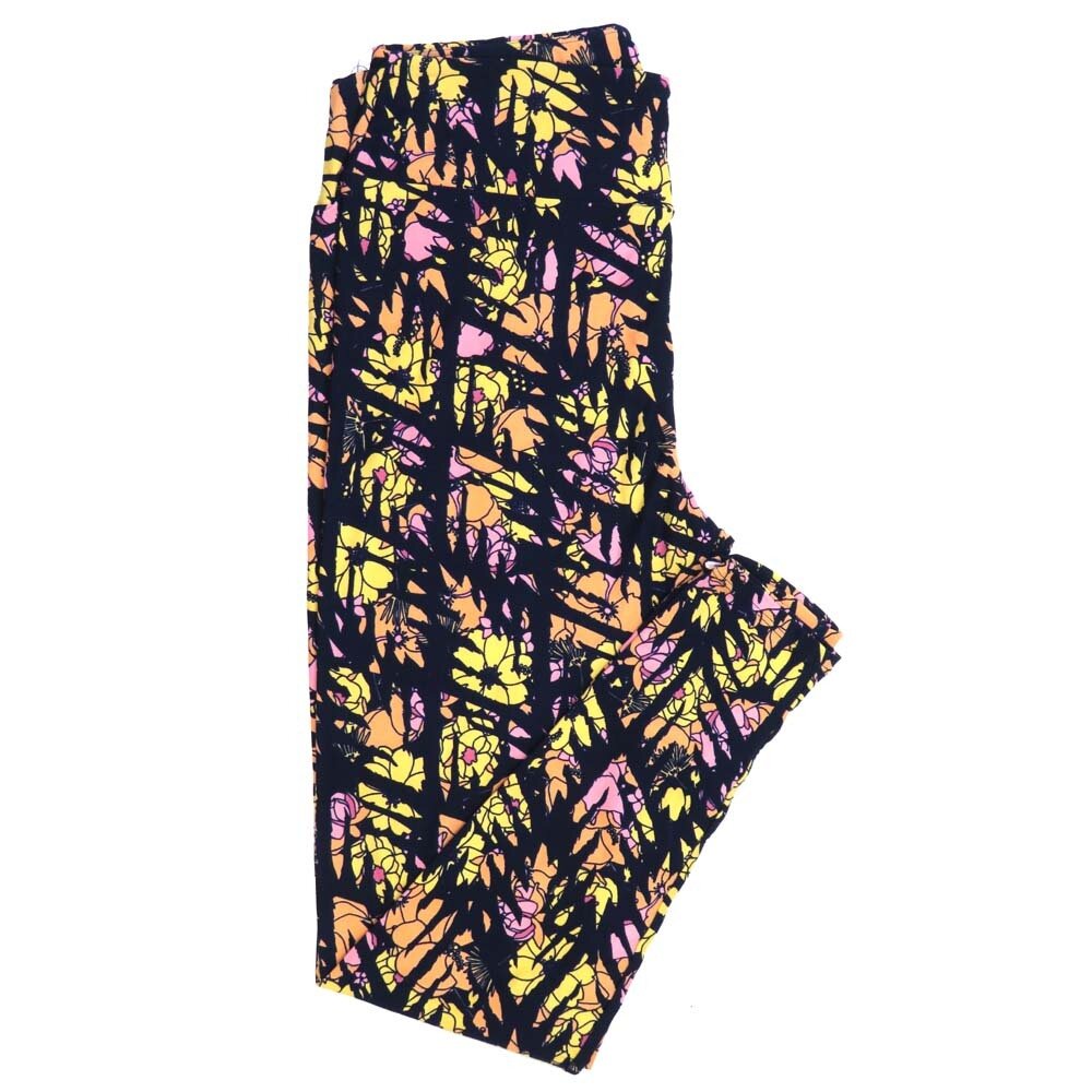 LuLaRoe Tall Curvy TC Floral Abstract TC-7066-S Buttery Soft Leggings fits Adults 12-18