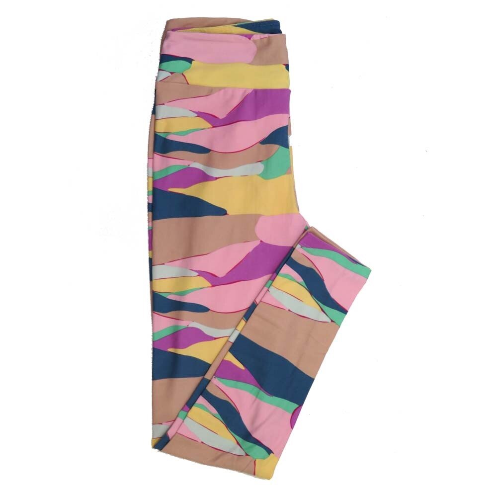 LuLaRoe One Size OS Abstract Mountains OS-4399-N Buttery Soft Leggings fits Adults 2-10