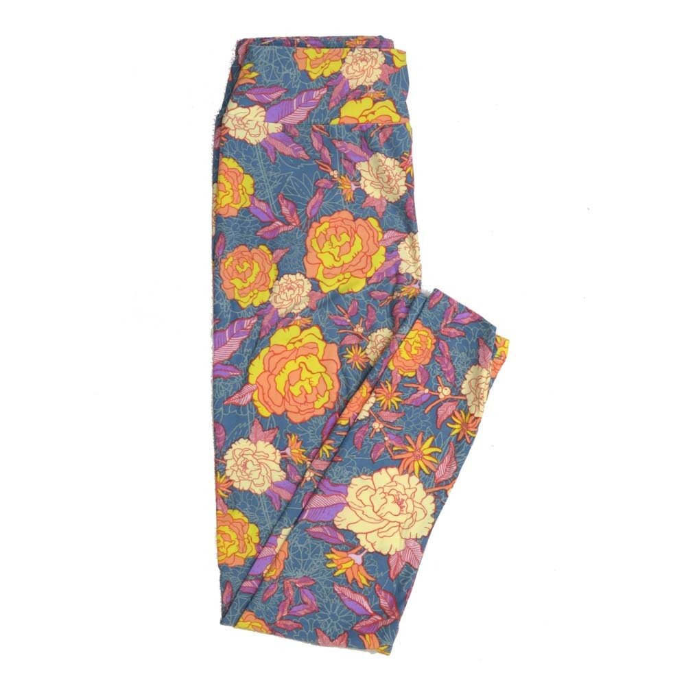 LuLaRoe One Size OS Floral OS-4399-D3 Buttery Soft Leggings fits Adults 2-10