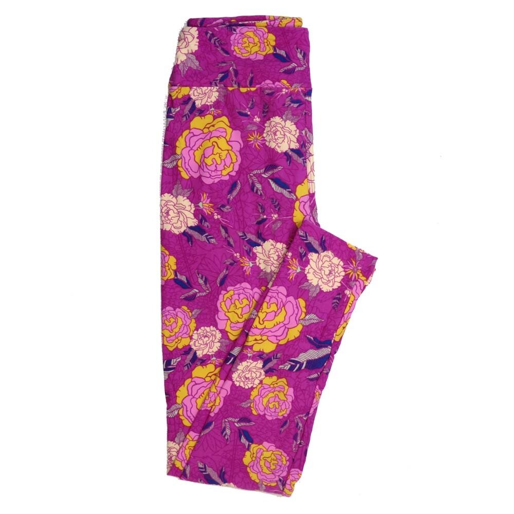 LuLaRoe One Size OS Floral OS-4399-A Buttery Soft Leggings fits Adults 2-10