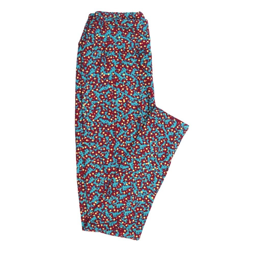 LuLaRoe One Size OS Floral Polka Dot Abstract OS-4398-ZG Buttery Soft Leggings fits Adults 2-10