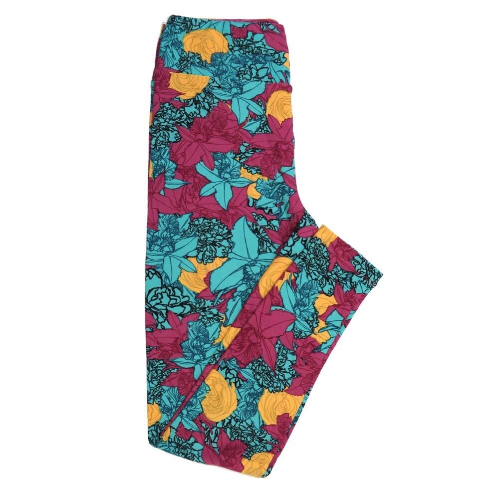 LuLaRoe One Size OS Floral Collage OS-4398-ZF Buttery Soft Leggings fits Adults 2-10