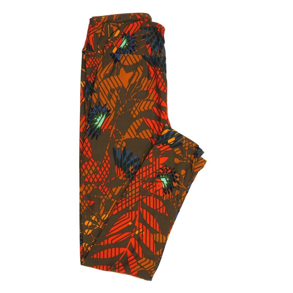 LuLaRoe One Size OS Floral Stripe OS-4398-W Buttery Soft Leggings fits Adults 2-10