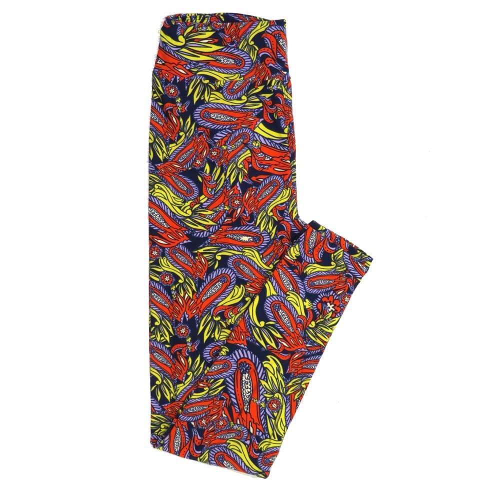 LuLaRoe One Size OS Feathers Navy Yellow Red Blue OS-4398-R Buttery Soft Leggings fits Adults 2-10
