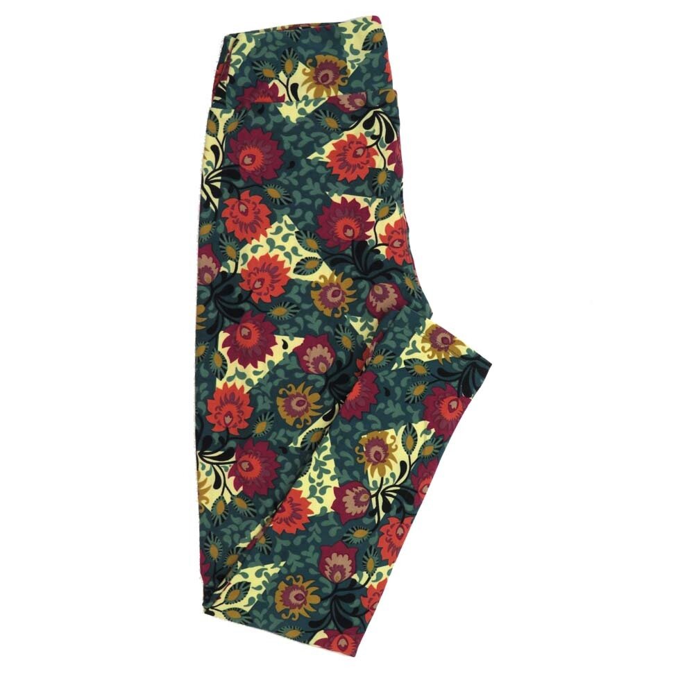 LuLaRoe One Size OS Floral Patchwork OS-4398-C Buttery Soft Leggings fits Adults 2-10