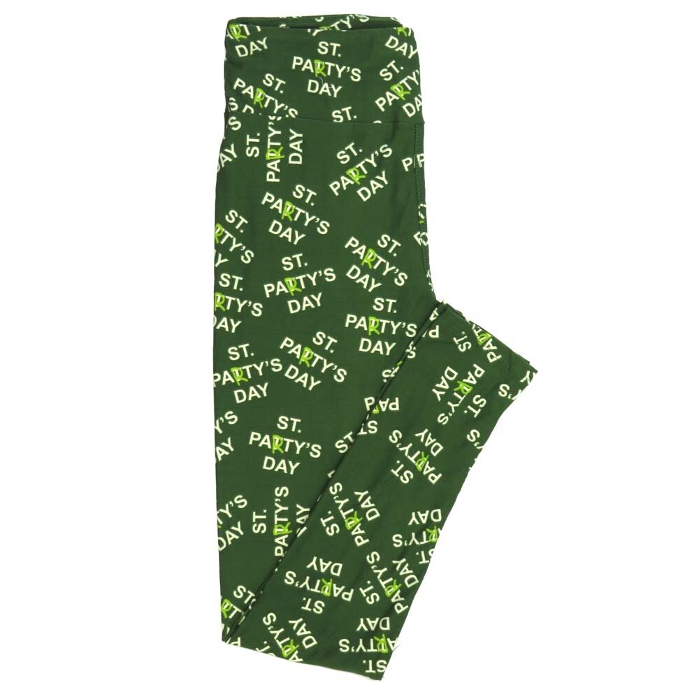 LuLaRoe One Size OS Irish St Patricks Party's Day Green White OS-4397-ZO Buttery Soft Leggings fits Adults 2-10