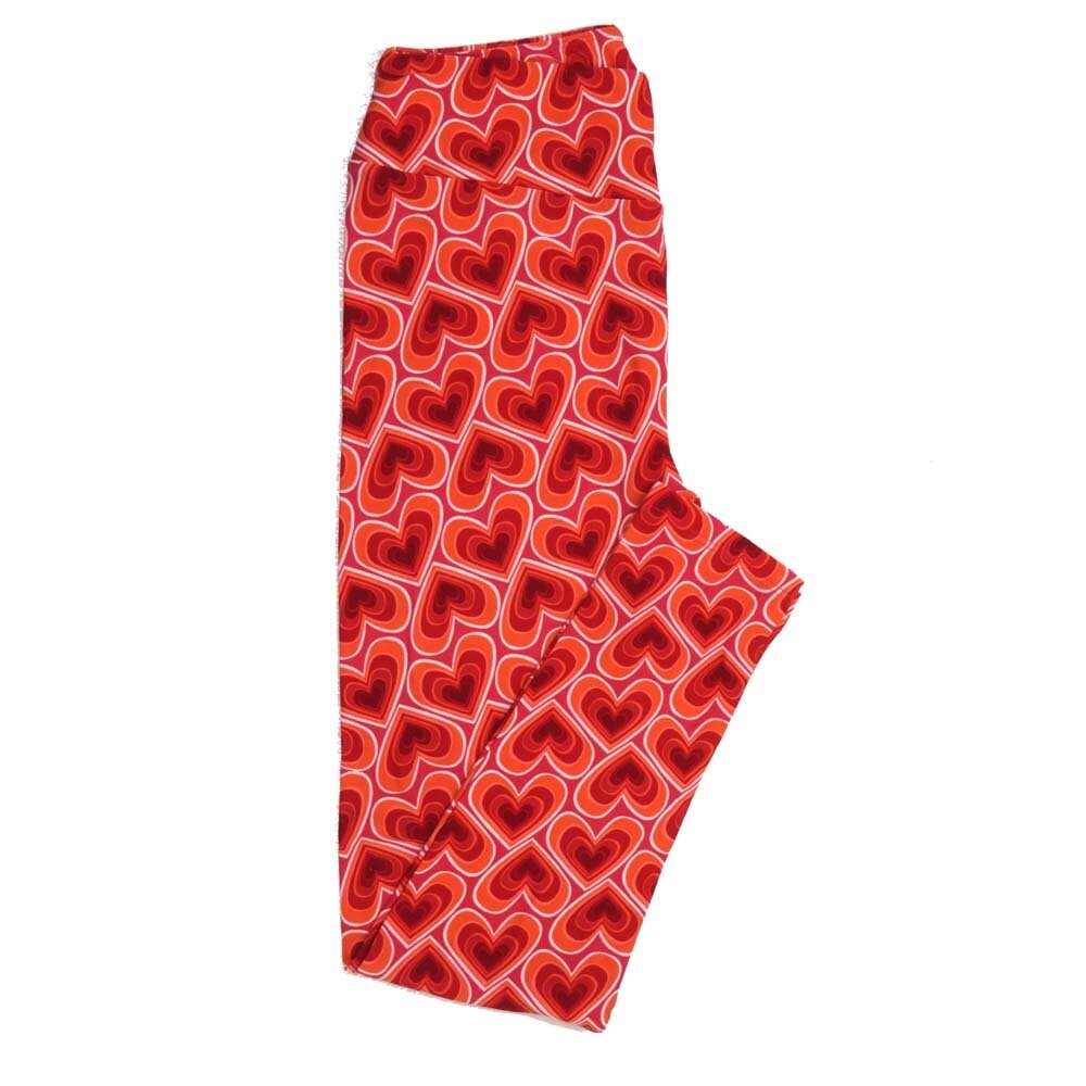LuLaRoe One Size OS Valentines Trippy 70s Multi Hearts Red Pink OS-4397-M Buttery Soft Leggings fits Adults 2-10