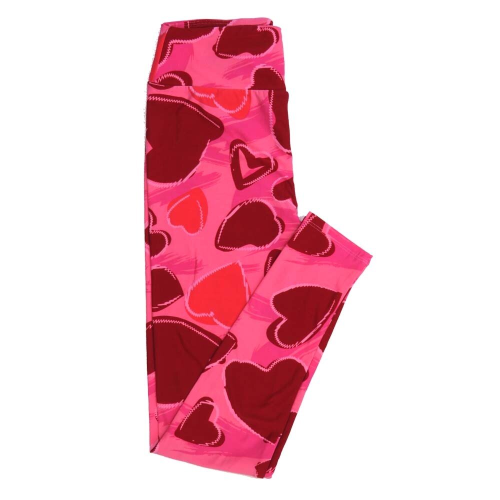 LuLaRoe One Size OS Valentines Hearts Red Pink OS-4397-L Buttery Soft Leggings fits Adults 2-10
