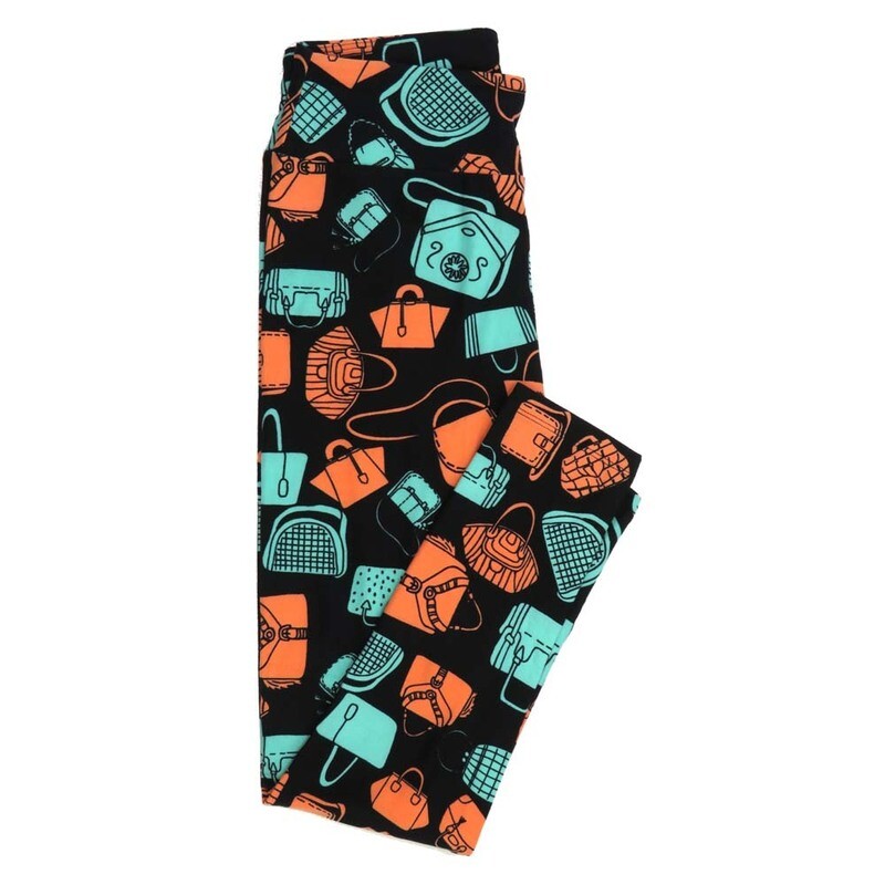 LuLaRoe One Size OS Purses Designer Handbags Black Gray OS-4397-A Buttery Soft Leggings fits Adults 2-10