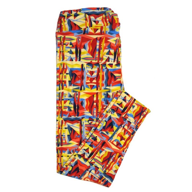 LuLaRoe TCTWO TC2 Geometric Patchwork Red Yellow Blue Green TCTWO-9051-U Buttery Soft Womens Leggings fits Adults sizes 18-26