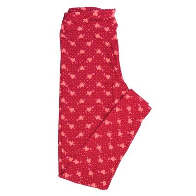 LuLaRoe One Size OS Valentines Arrows thru the Heart Pink Red Polka Dot OS-4397-Q Buttery Soft Leggings fits Adults 2-10