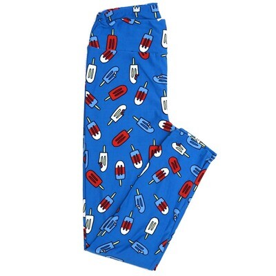 LuLaRoe One Size OS Americana USA Popsicles Blue Black Red White OS-4397-Y Buttery Soft Leggings fits Adults 2-10