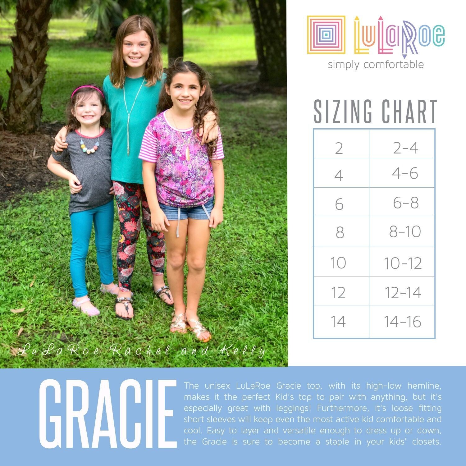 LuLaRoe Kids Gracie Size 2 (fits 2-4) Unisex Top