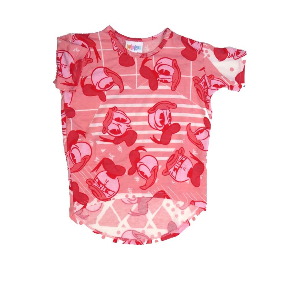 LuLaRoe Kids Gracie Size 04 (fits Unisex Kids 4-6) Disney Donald Duck Different Eye Looks Pink Light Pink Black Gray Unisex Short Sleeve Top  GRACIE-04-F