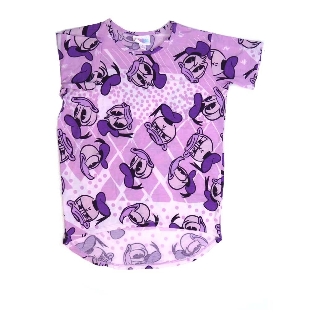 LuLaRoe Kids Gracie Size 08 (fits Unisex Kids 8-10) Disney Donald Duck Different Eye Looks Pink Light Pink Black Gray Unisex Short Sleeve Top  GRACIE-08-F