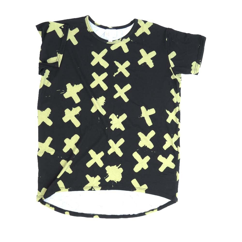 LuLaRoe Kids Gracie Size 10 (fits Unisex Kids 10-12) Black Yellow X&#39;s Unisex Short Sleeve Top GRACIE-10-H