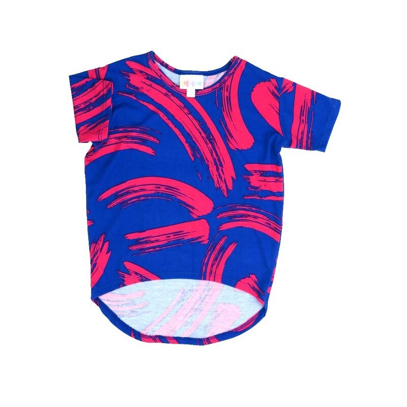 LuLaRoe Kids Gracie Size 02 (fits Unisex Kids 2-4) Purple Pink Paint Brush Swipes Unisex Short Sleeve Top  GRACIE-02-A