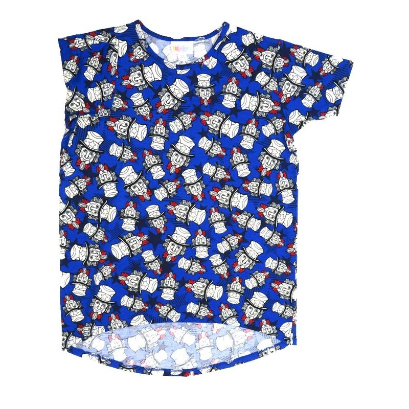 LuLaRoe Kids Gracie Size 10 (fits Unisex Kids 10-12) Americana USA Uncle Sam Blue Red White Black Unisex Short Sleeve Top GRACIE-10-J LuLaRoe Kids Gracie Size 10 (fits Unisex Kids 10-12) Americana USA Uncle Sam Blue Red White Black Unisex Short Sleeve Top GRACIE-10-J