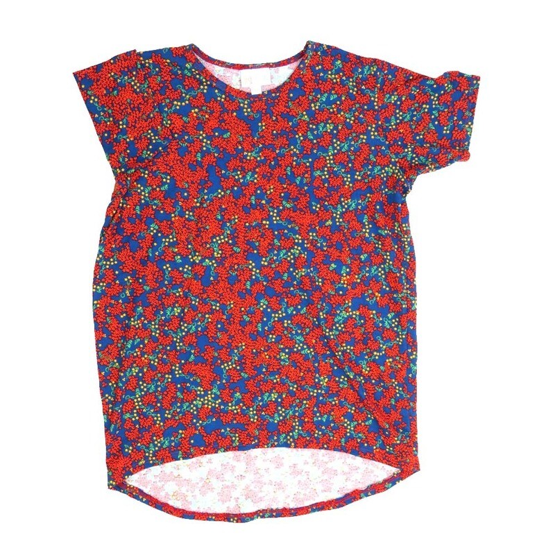 LuLaRoe Kids Gracie Size 10 (fits Unisex Kids 10-12) Floral Micro Polka Dot Unisex Short Sleeve Top  GRACIE-10-K