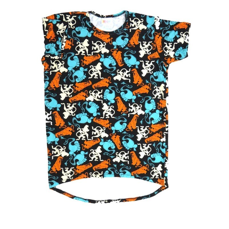 LuLaRoe Kids Gracie Size 12 (fits Unisex Kids 12-14) Disney Aladins Apu Genie Rajah Blue Orange Light Turquoise Unisex Short Sleeve Top GRACIE-12-E LuLaRoe Kids Gracie Size 12 (fits Unisex Kids 12-14) Disney Aladins Apu Genie Rajah Blue Orange Light Turquoise Unisex Short Sleeve Top GRACIE-12-E