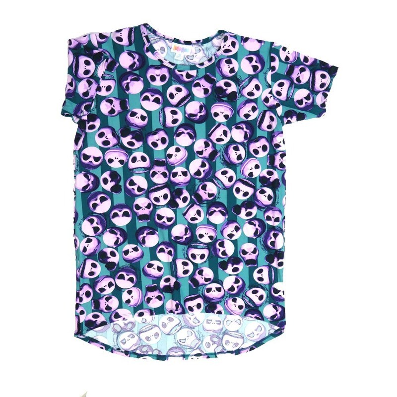 LuLaRoe Kids Gracie Size 12 (fits Unisex Kids 12-14) Disney Jack Skellington Frumpy Mean Faces from Nightmare Before Christmas Geometric Stripe Blue Black Gray Unisex Short Sleeve Top GRACIE-12-B LuLaRoe Kids Gracie Size 12 (fits Unisex Kids 12-14) Disney Jack Skellington Frumpy Mean Faces from Nightmare Before Christmas Geometric Stripe Blue Black Gray Unisex Short Sleeve Top GRACIE-12-B