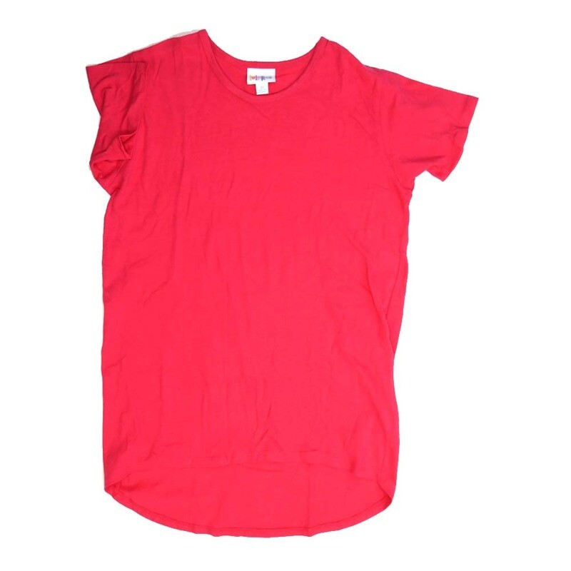 LuLaRoe Kids Gracie Size 12 (fits Unisex Kids 12-14) Solid Red Unisex Short Sleeve Top  GRACIE-12-J