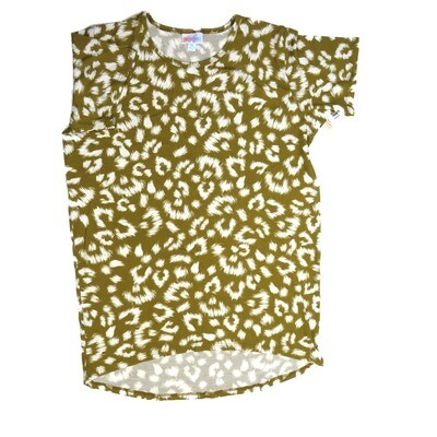 LuLaRoe Kids Gracie Size 14 (fits Unisex Kids 14-16) Animal Cheetah Green and White Leopard Print Unisex Short Sleeve Top GRACIE-14-S