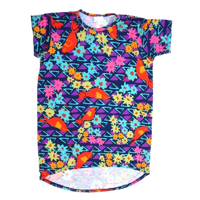 LuLaRoe Kids Gracie Size 14 (fits Unisex Kids 14-16) Birds Flowers Triangle Blue Orange Beige Pink Unisex Short Sleeve Top GRACIE-14-D3 LuLaRoe Kids Gracie Size 14 (fits Unisex Kids 14-16) Birds Flowers Triangle Blue Orange Beige Pink Unisex Short Sleeve Top GRACIE-14-D3