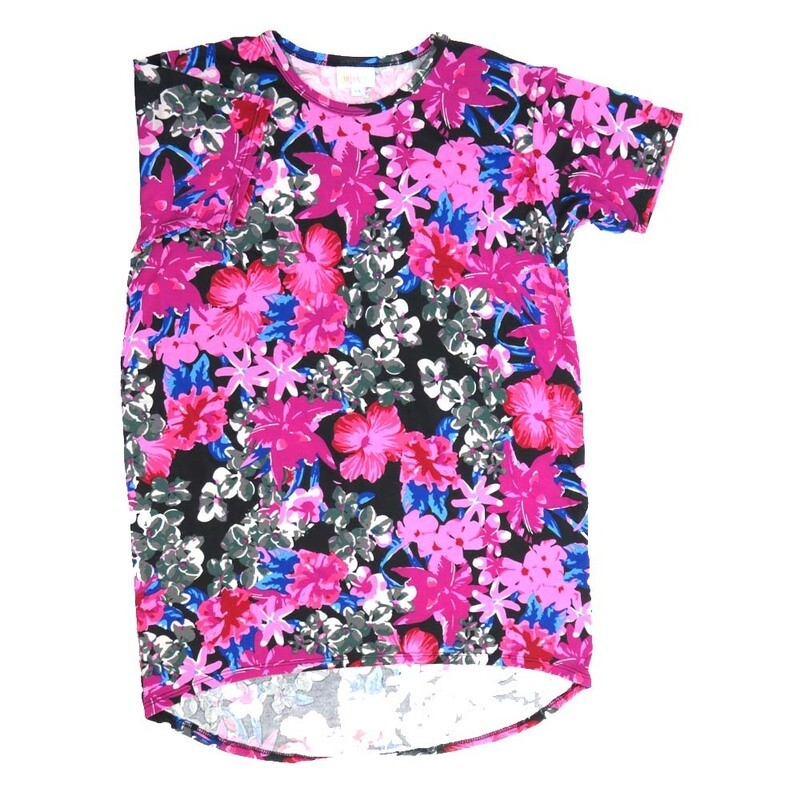 LuLaRoe Kids Gracie Size 14 (fits Unisex Kids 14-16) Floral Daisy Impatients Lily Hibyscus Black Pink Purple Blue Red White Unisex Short Sleeve Top GRACIE-14-R LuLaRoe Kids Gracie Size 14 (fits Unisex Kids 14-16) Floral Daisy Impatients Lily Hibyscus Black Pink Purple Blue Red White Unisex Short Sleeve Top GRACIE-14-R