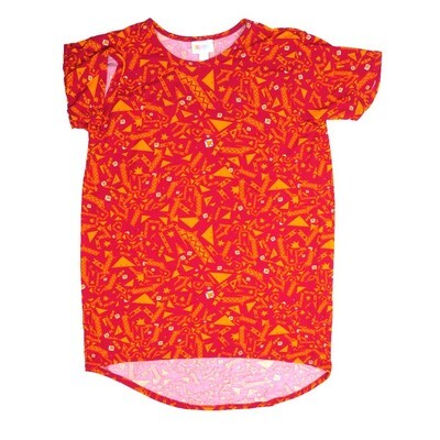 LuLaRoe Kids Gracie Size 14 (fits Unisex Kids 14-16) Geometric Orange Unisex Short Sleeve Top GRACIE-14-E2