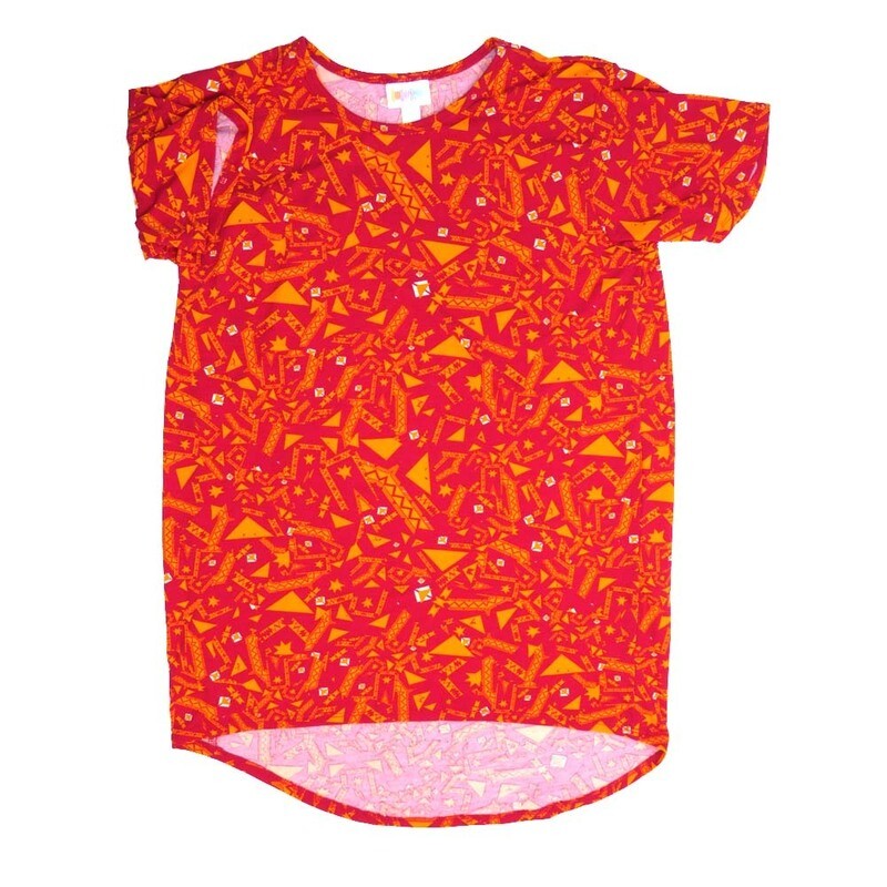 LuLaRoe Kids Gracie Size 14 (fits Unisex Kids 14-16) Geometric Orange Unisex Short Sleeve Top  GRACIE-14-E2