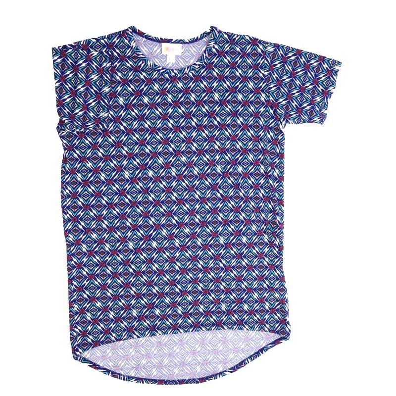 LuLaRoe Kids Gracie Size 14 (fits Unisex Kids 14-16) Trippy Geometric Chevrons Blue White Green Red Unisex Short Sleeve Top GRACIE-14-B2 LuLaRoe Kids Gracie Size 14 (fits Unisex Kids 14-16) Trippy Geometric Chevrons Blue White Green Red Unisex Short Sleeve Top GRACIE-14-B2