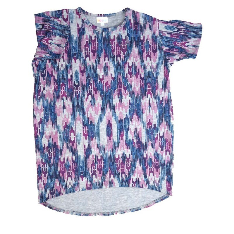 LuLaRoe Kids Gracie Size 14 (fits Unisex Kids 14-16) Trippy Puzzle Stripe Geometric Blue Purple Unisex Short Sleeve Top GRACIE-14-T LuLaRoe Kids Gracie Size 14 (fits Unisex Kids 14-16) Trippy Puzzle Stripe Geometric Blue Purple Unisex Short Sleeve Top GRACIE-14-T