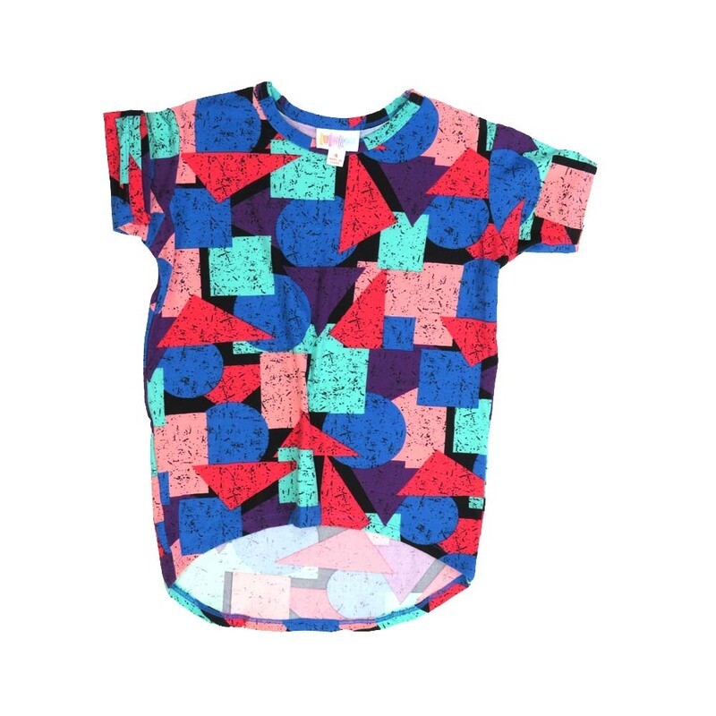 LuLaRoe Kids Gracie Size 04 (fits Unisex Kids 4-6) Traingles Circles Squares Mottles Blue Purple White Sea Foam Black Unisex Short Sleeve Top GRACIE-04-C LuLaRoe Kids Gracie Size 04 (fits Unisex Kids 4-6) Traingles Circles Squares Mottles Blue Purple White Sea Foam Black Unisex Short Sleeve Top GRACIE-04-C