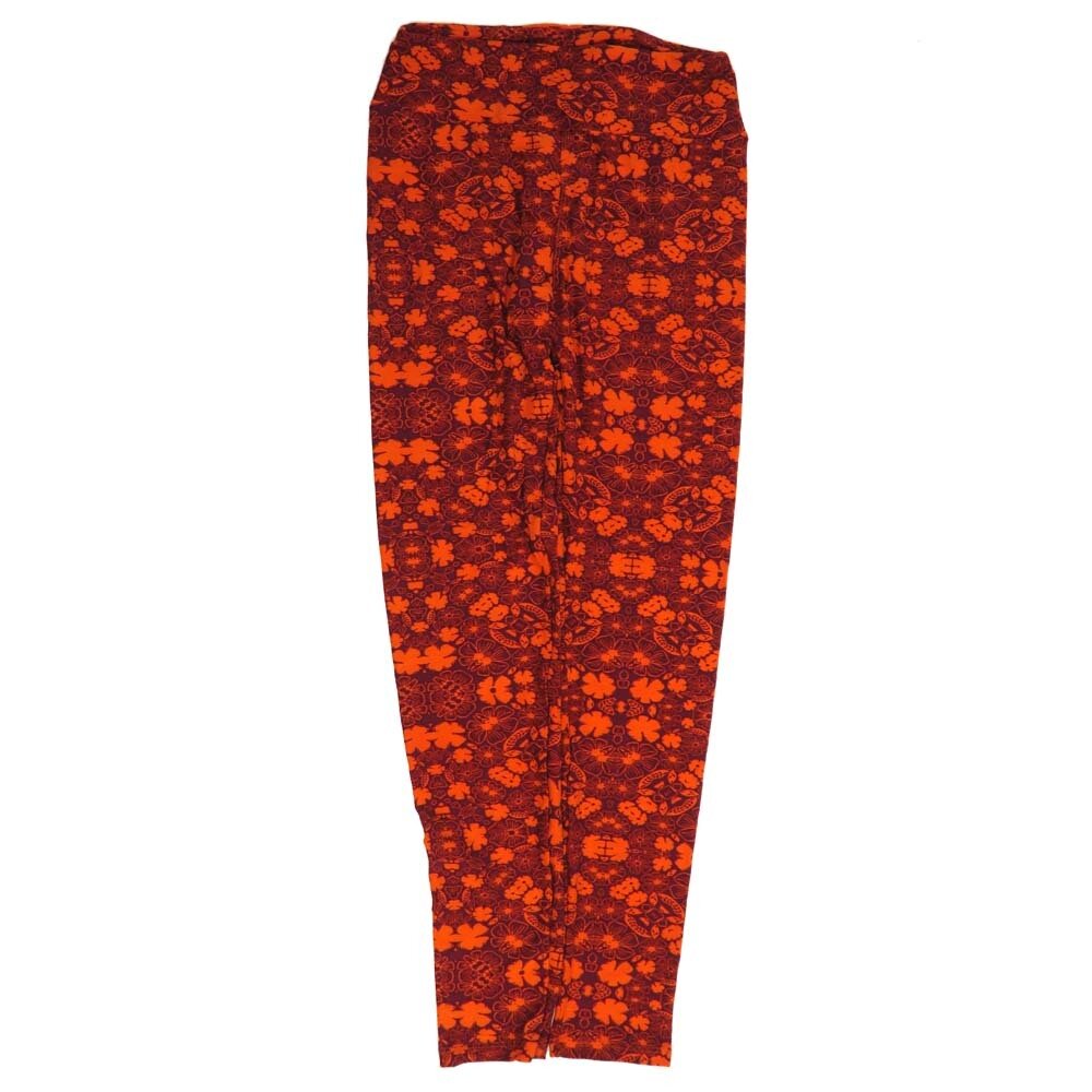LuLaRoe One Size OS Floral Red Orange OS-4419-X Buttery Soft Womens Leggings fits Adults 2-10