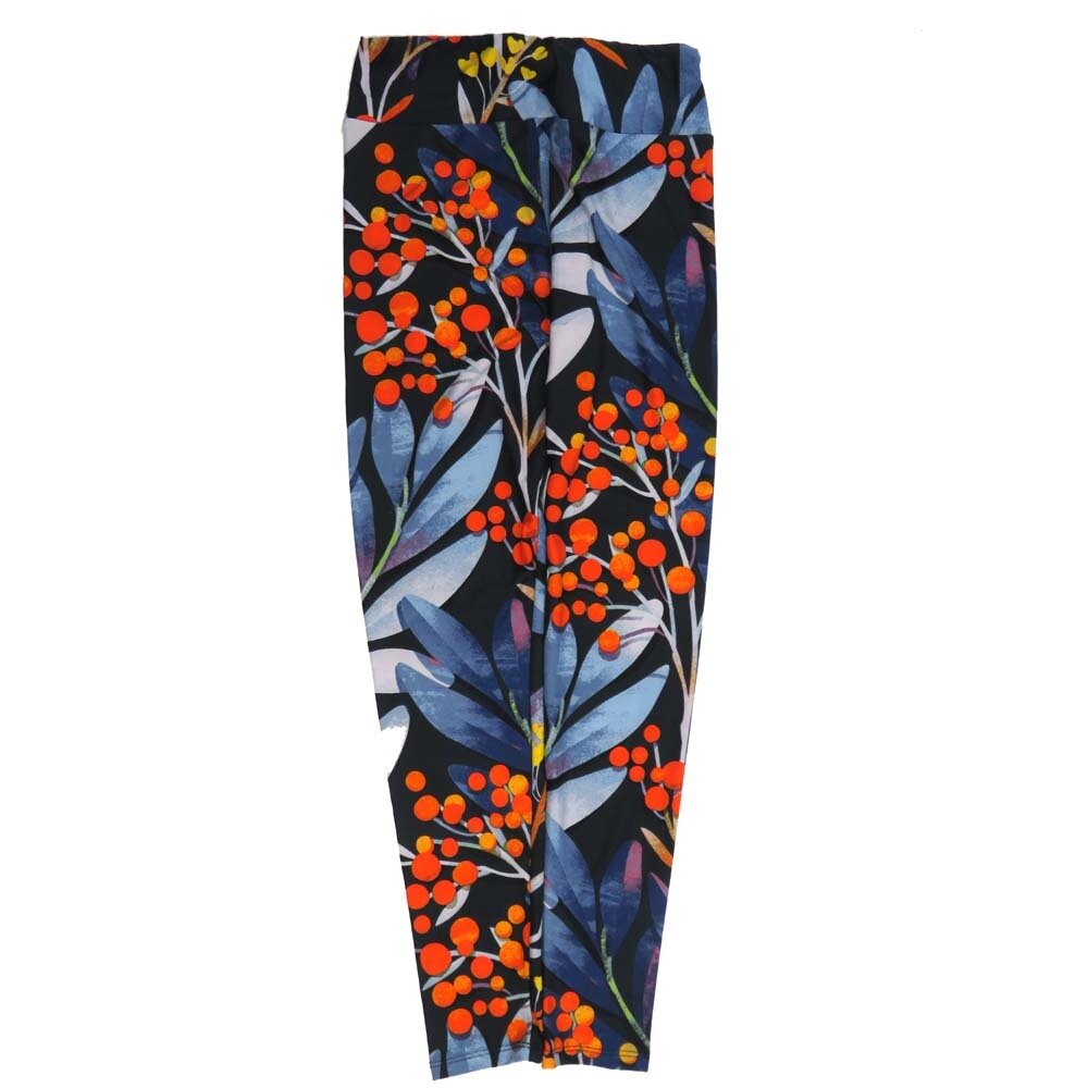 LuLaRoe One Size OS Floral Leaves Berries Black Purple Green Red OS-4420-G2  Buttery Soft Womens Leggings fits Adults 2-10
