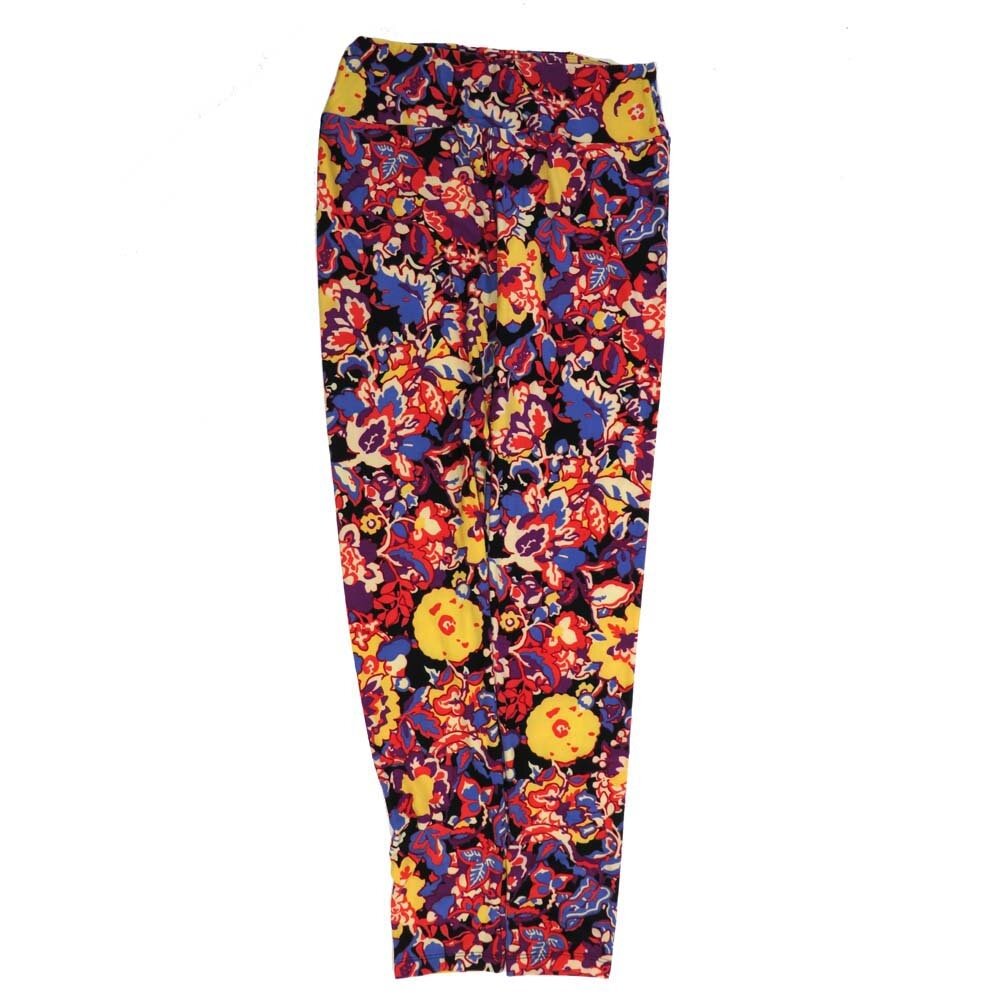 LuLaRoe One Size OS Floral Black Yellow Blue Green OS-4420-Q  Buttery Soft Womens Leggings fits Adults 2-10