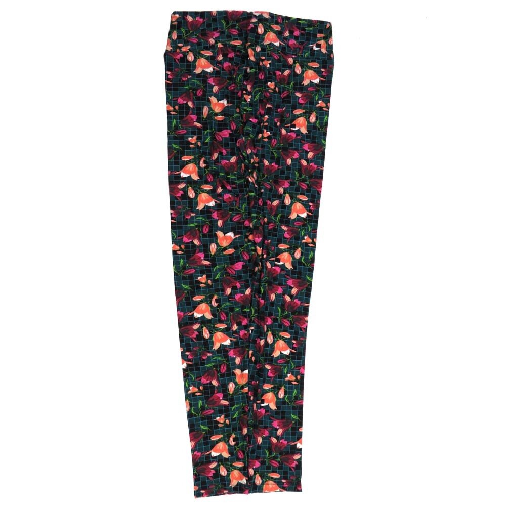 LuLaRoe One Size OS Floral Crocus Checkboard Black Pink Purple White OS-4421-B  Buttery Soft Womens Leggings fits Adults 2-10