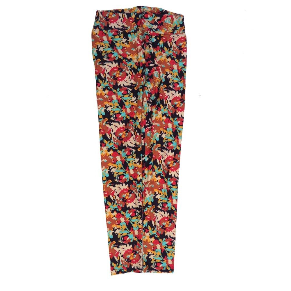 LuLaRoe One Size OS Floral Black Pink Mint OS-4421-U  Buttery Soft Womens Leggings fits Adults 2-10