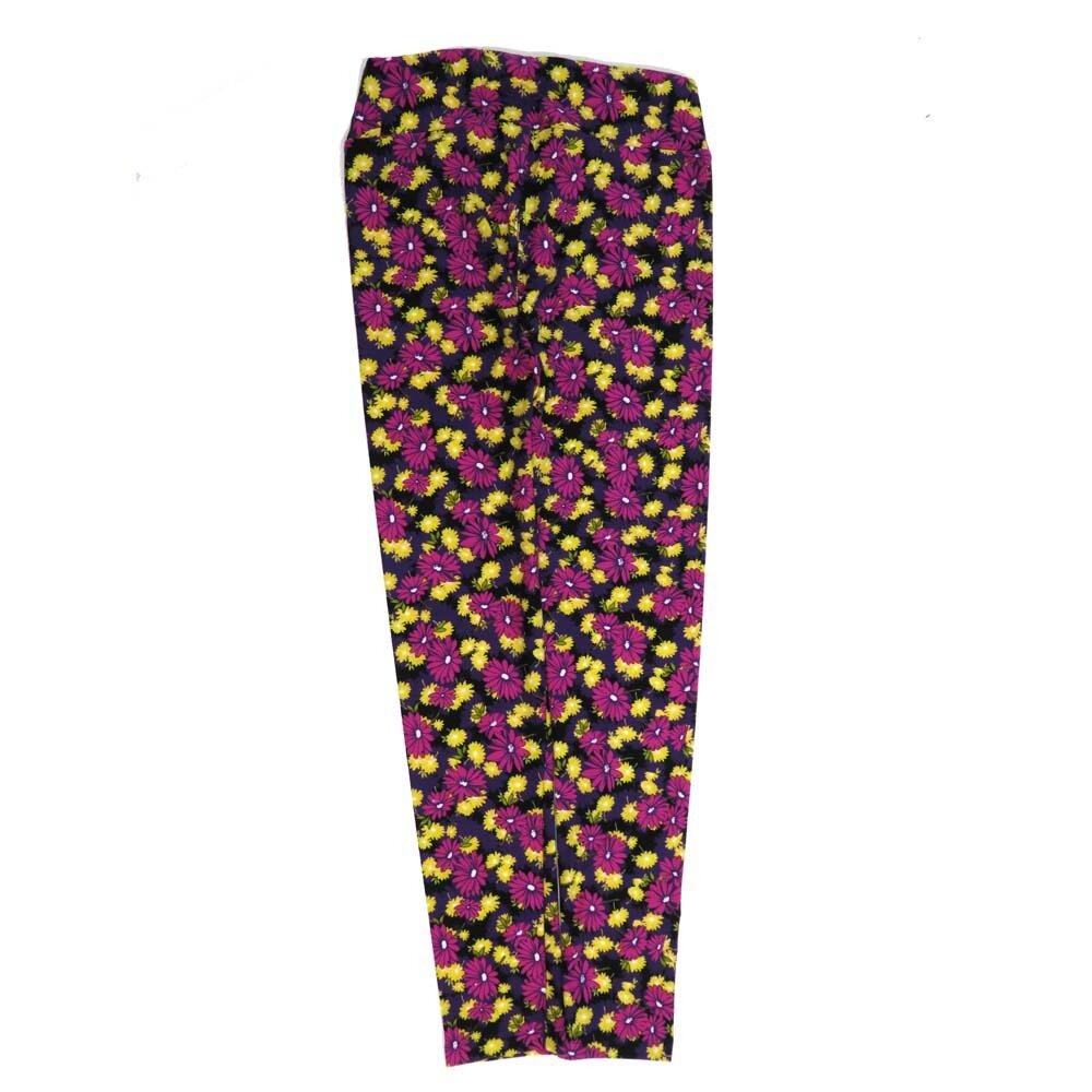 LuLaRoe One Size OS Daisies Black Yellow Purple OS-4421-ZD  Buttery Soft Womens Leggings fits Adults 2-10